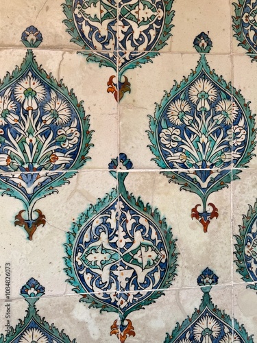 Beautiful tile panels in the harem of Topkapi Palace in Istanbul, Turkey photo