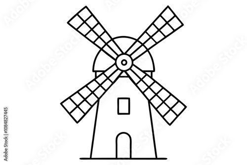 Vintage Windmill | isolated vector illustration on white background