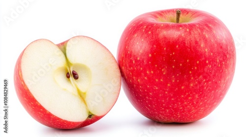 Red, ripe apple isolated on white background, perfect for healthy diet and fresh snack