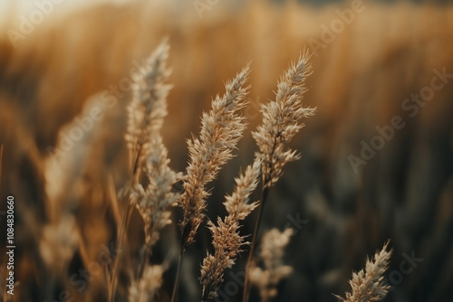 close up of wheat in a field - macrophotography - golden warm toned image of a field - agriculture and farming