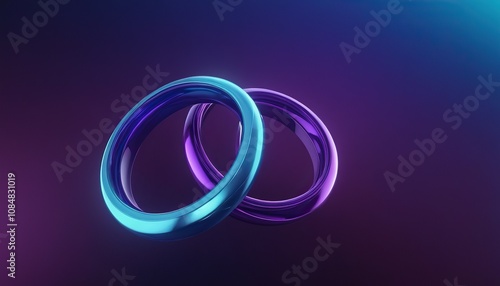 A ring pair of lights that are blue and purple 