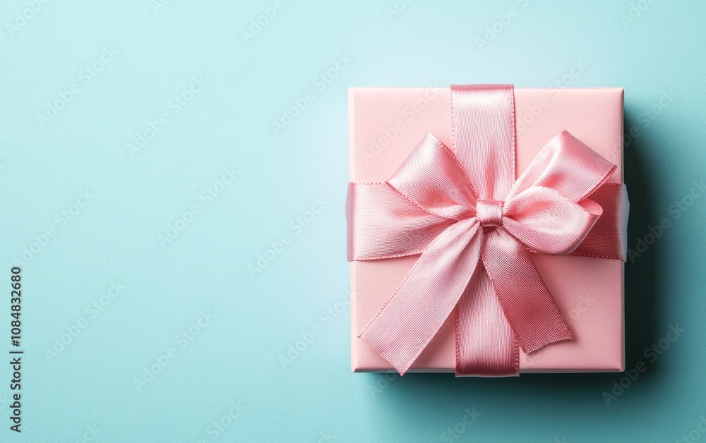 A pink box with a bow on top of it A pink box with a bow on top of it