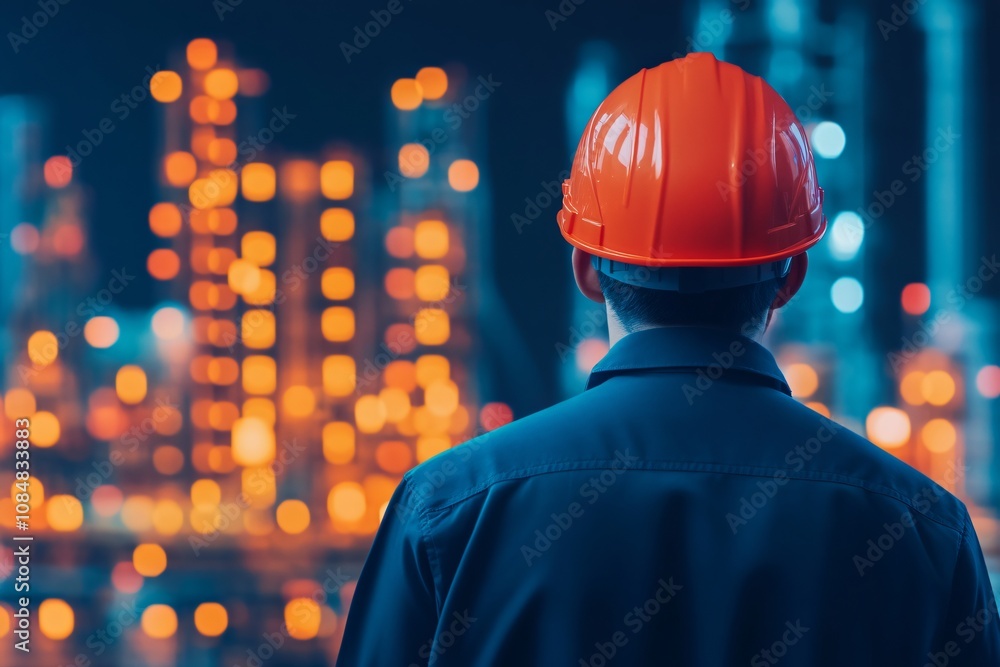 A business analyst studying fossil fuel stock trends, with a backdrop of oil rigs and refinery visuals. A business analyst studying fossil fuel stock trends, with a backdrop of oil rigs and refinery visuals.