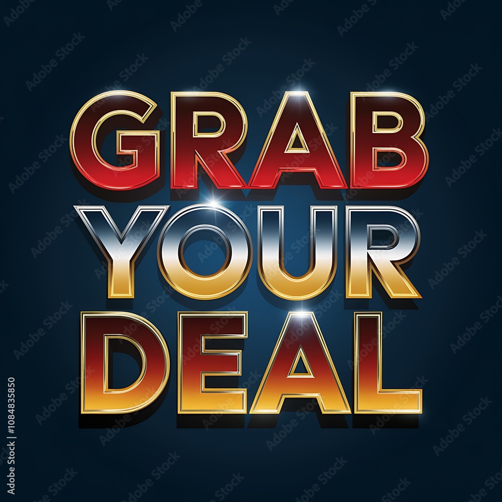 Fototapeta premium Grab Your Deal Gold Red Metallic Text Design