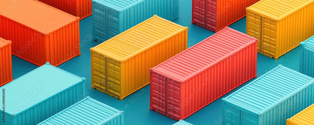 A vibrant arrangement of shipping containers in various colors, highlighting the logistics and transportation industry. A vibrant arrangement of shipping containers in various colors, highlighting the logistics and transportation industry.