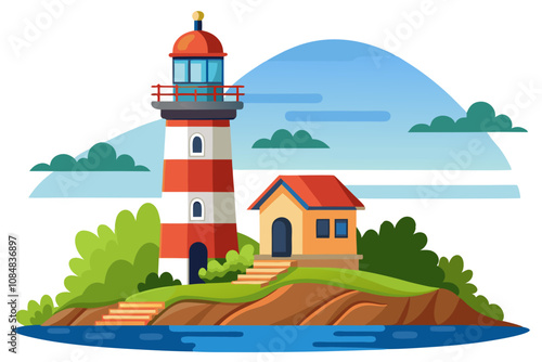 Classic Lighthouse | isolated vector illustration on white background