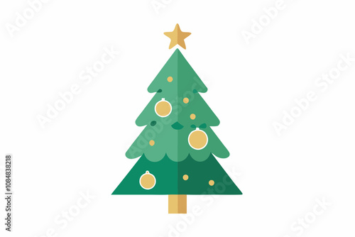 Elegant Christmas tree clipart in a minimalist style.