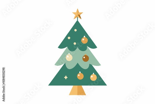 Elegant Christmas tree clipart in a minimalist style.