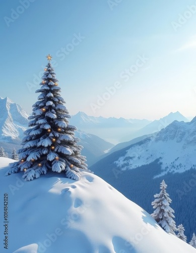 Christmas tree in snow