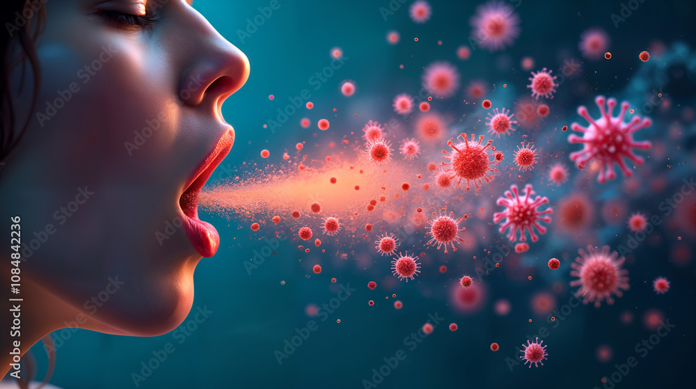 A Close-Up View of Sneezing: Colorful Visualization of Pathogens and Microbes Illustrated in Surreal Styles A Close-Up View of Sneezing: Colorful Visualization of Pathogens and Microbes Illustrated in Surreal Styles