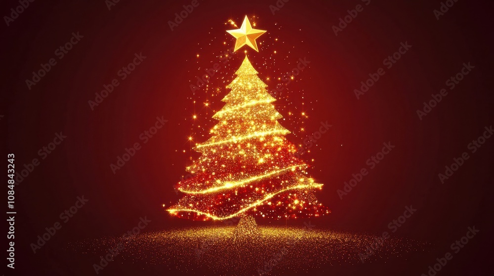 Festive Christmas Tree with Golden Accents Festive Christmas Tree with Golden Accents