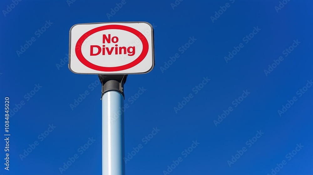 Swimming pool warning sign placed near the edge of a pool, emphasizing safety and caution for swimmers, ensuring a secure aquatic environment. Swimming pool warning sign placed near the edge of a pool, emphasizing safety and caution for swimmers, ensuring a secure aquatic environment.