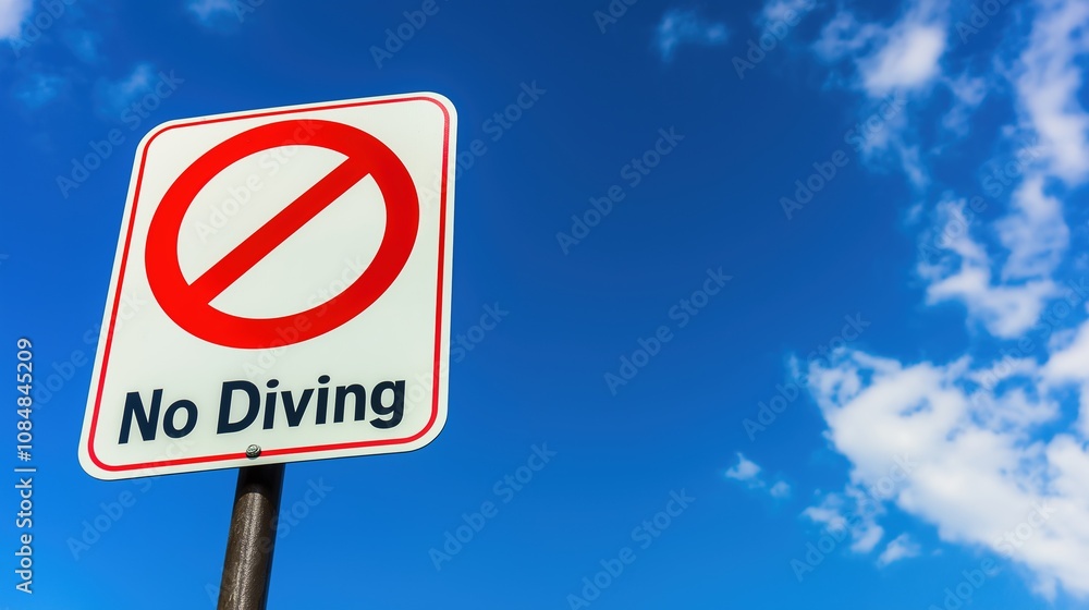 Swimming pool warning sign placed near the edge of a pool, emphasizing safety and caution for swimmers, ensuring a secure aquatic environment. Swimming pool warning sign placed near the edge of a pool, emphasizing safety and caution for swimmers, ensuring a secure aquatic environment.