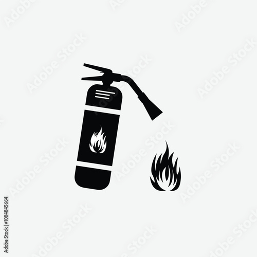 Fire extinguisher black color flat style