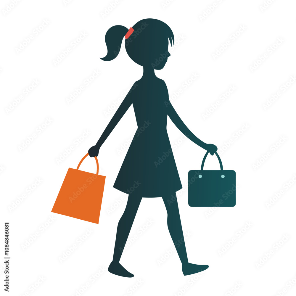 silhouette of a woman with shopping bags silhouette of a woman with shopping bags