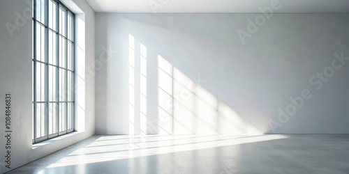Sunlight Illuminates an Empty Room with Large Window and Polished Concrete Floor