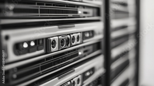 Server rack filled with network equipment, powering the digital world