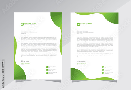 Creative business letterhead template design with green colour, A4 size letterhead template with abstract design, Vector letterhead template for business with green colour,