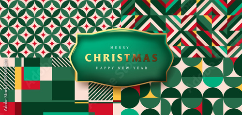 Set of Merry Christmas holiday background pattern packaging design template