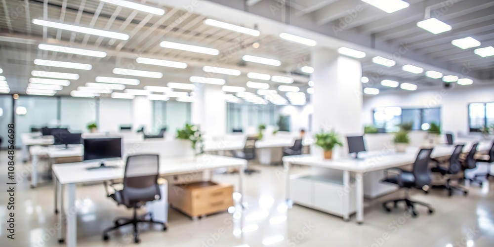 A modern, bright, and spacious open-plan office environment with sleek workstations and comfortable chairs A modern, bright, and spacious open-plan office environment with sleek workstations and comfortable chairs