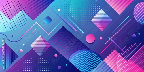 Wallpaper Mural Abstract Geometric Design Featuring Vibrant Hues and Dynamic Shapes Torontodigital.ca