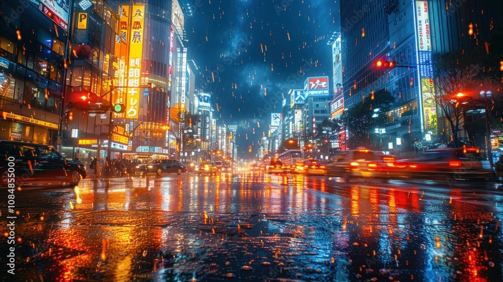 Fototapeta premium Rainy Night in Tokyo