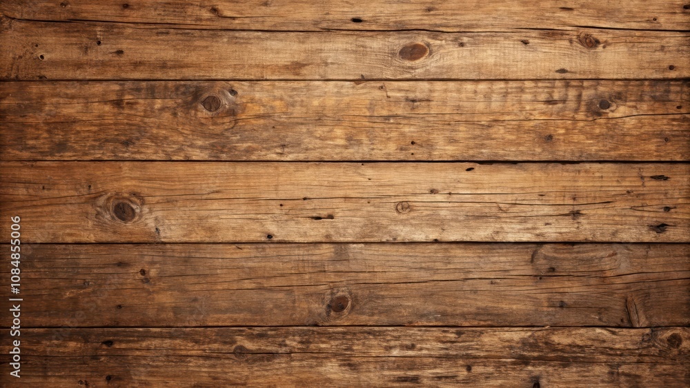 Fototapeta premium Rustic Brown Wooden Planks Background Texture with Natural Grain and Knots
