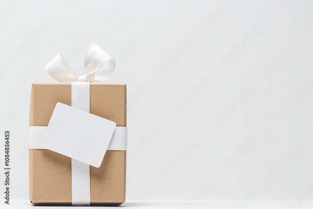 Simple Gift Box with White Ribbon and Blank Card Simple Gift Box with White Ribbon and Blank Card