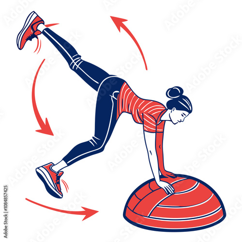 Woman doing a Bosu ball exercise 