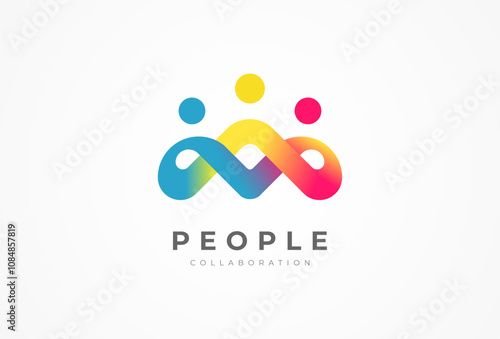 People logo design, Community human Logo with gradient color, people logo design template element, vector illustration