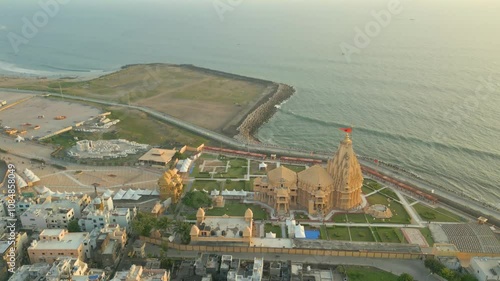 Temples of Lord Shiva, Indian Temple Architecture, Somnath Temple Aerial view photo