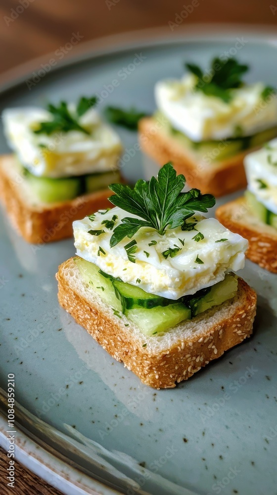 Elegant tea sandwiches with cucumber and egg british afternoon tea gourmet food presentation cozy and inviting atmosphere close-up view culinary artistry for a delightful experience Elegant tea sandwiches with cucumber and egg british afternoon tea gourmet food presentation cozy and inviting atmosphere close-up view culinary artistry for a delightful experience
