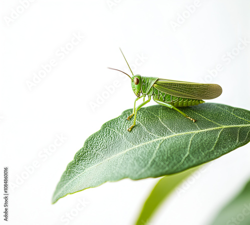 Wallpaper Mural green grasshopper isolated on white background Torontodigital.ca