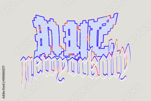 Newyork city Gothic Font Slogan  with pixel effects Graphic Vector Illustration
