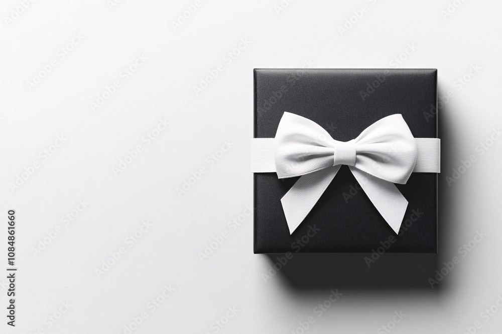 A Sophisticated Black Gift Box with White Ribbon A Sophisticated Black Gift Box with White Ribbon