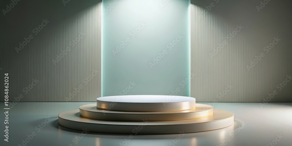 Elegant Three-Tiered Display Platform in a Modern Setting Elegant Three-Tiered Display Platform in a Modern Setting