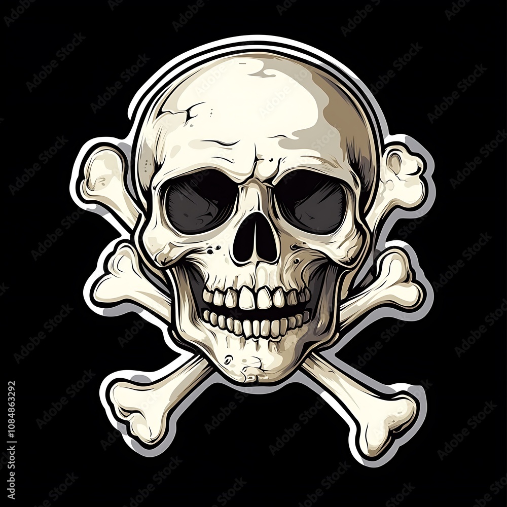 Fototapeta premium Cartoon Skull and Crossbones