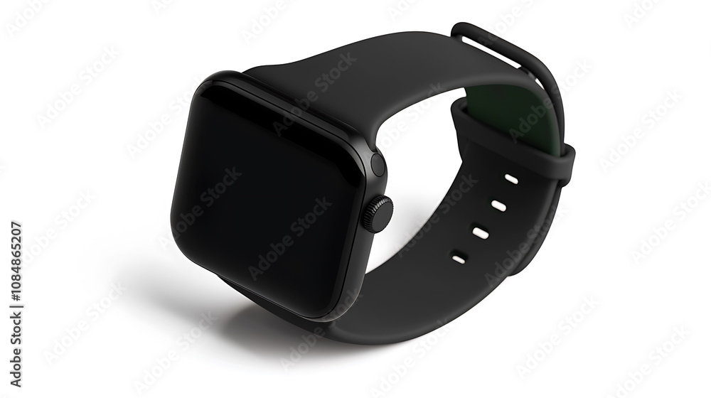 Fototapeta premium sleek black smartwatch with modern design, perfect for fitness tracking and notifications. Ideal for tech enthusiasts and active lifestyles