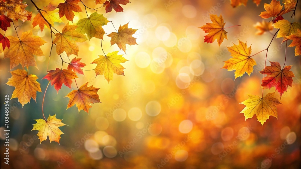 A colorful background with a tree and the sun shining through the leaves. Created through AI A colorful background with a tree and the sun shining through the leaves. Created through AI