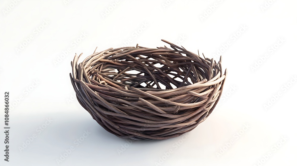 Fototapeta premium Empty bird nest isolated on white background