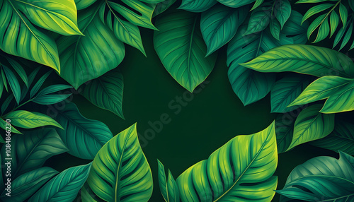 Wallpaper Mural Creative nature leaves background, tropical leaf banner or floral jungle pattern concept, sticker style Torontodigital.ca