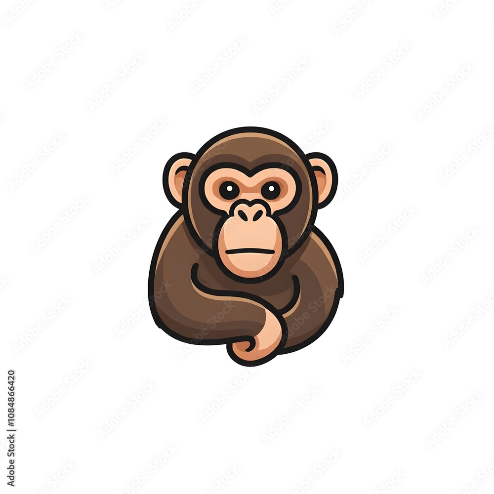 Obraz premium This picture features a cartoon illustration of a monkey in a simple and modern style.