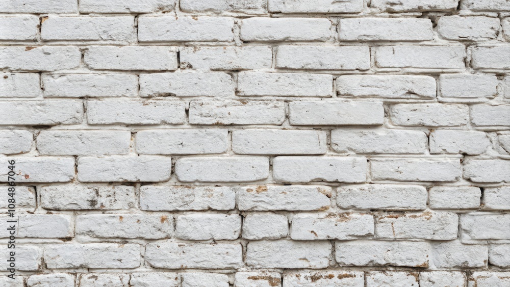 Fototapeta premium A Detailed Texture of Whitewashed Brick Wall, Showing Age and Patina