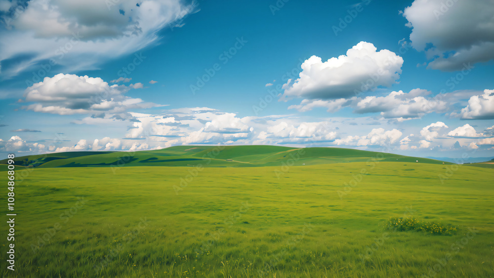 field and blue sky with clouds field and blue sky with clouds