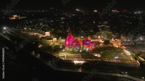 Temples of Lord Shiva, Indian Temple Architecture, Somnath Temple Aerial view photo