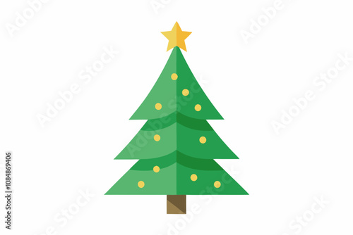 Elegant Christmas tree clipart in a minimalist style in white background.