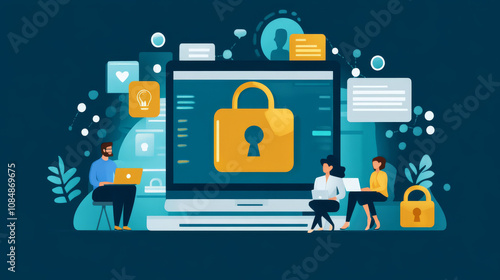 An IT team monitoring cybersecurity threats, implementing two-factor authentication for hybrid work environments