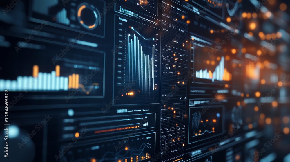 Naklejka premium Analytics icons embedded in a reporting software interface, helping users interpret performance data easily