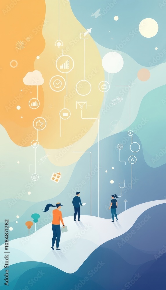 people are walking on a hill with a sky background people are walking on a hill with a sky background