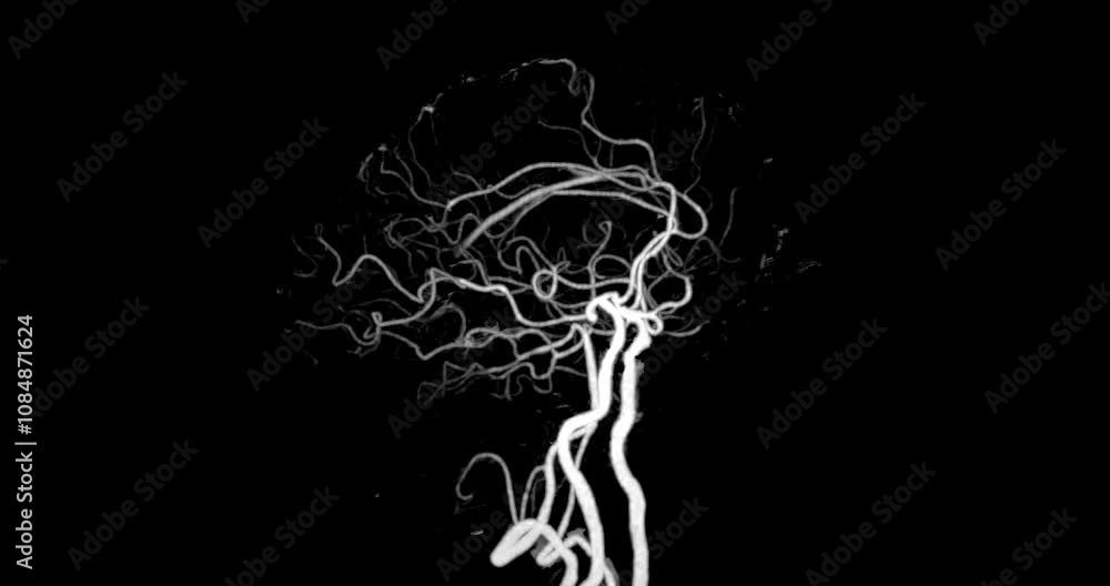 Dynamic CTA brain scan showcasing detailed vascular structures ...